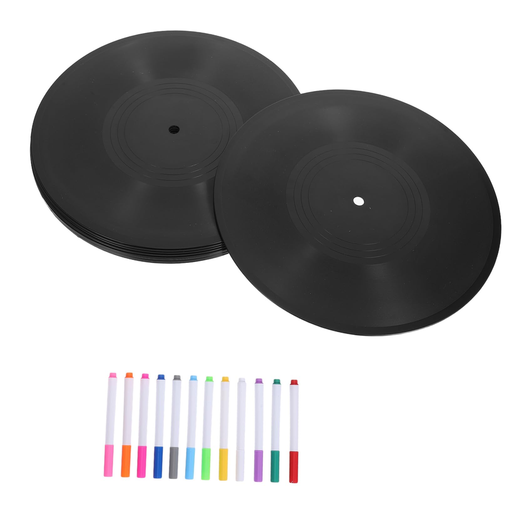 MAGICLULU Decorazione per Festa Musicale con Vinile Nero Retrò, Leggero e Facile da Installare, Set DIY con Pennarelli per Disegnare e Personalizzare