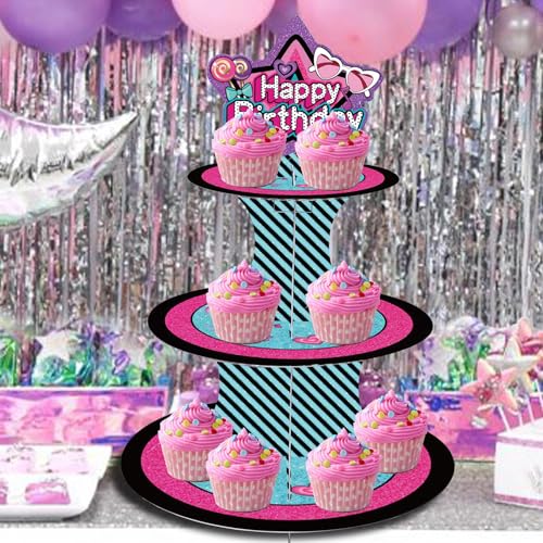 GRULLIN 1PCS Colorful Surprise Birthday Cupcake Stand Holder for Retro Spot Polka Dot Cartoon Doll Star Party Favor Decorations Supplies by GRULLIN - Image 4