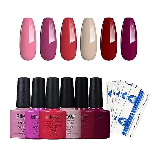 Elite99 Esmaltes Semipermanentes de Uñas en Gel UV LED, 6pcs Kit de Esmaltes de Uñas en Gel Soak Off 002