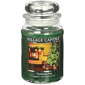 Village candle christmas tree large glass apothecary jar scented candle 26oz green  urban country home decor