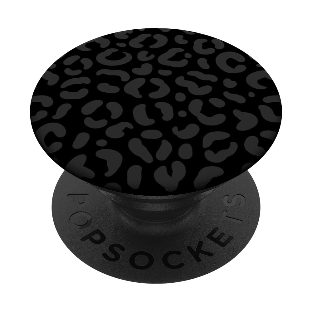 Black Gray Cheetah Print Leopard Skin Pattern Luxury Leopard PopSockets Adhesive PopGrip