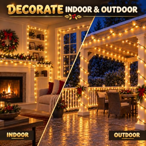 100FT Warm Christmas String Lights, Whaterproof, Timer, 8 Modes, Green Wire - image 7