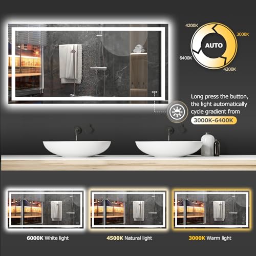 Image of Hivone 72 inchX36 inch LED Bathroom Mirror with Lights, UL Listed