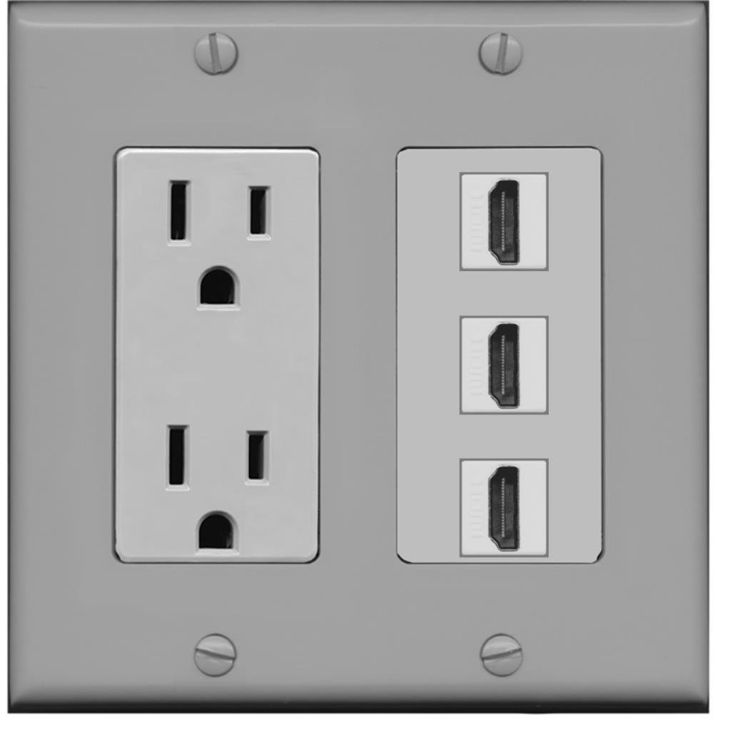 RiteAV 15 Amp Power Socket 2 Port HDMI Decora Type Wall Plate - Brown