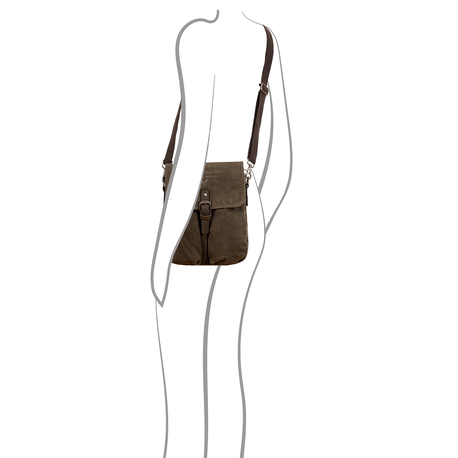 Avirex Borsello a Tracolla in Canvas e Pelle bovina anticata, Borsa a Tracolla unisex in stile militare, Collezione 140506 CNV0C