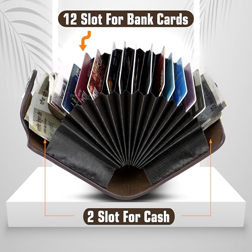 Storite 12 Slots Leather Credit Card Holder Wallet for Men & Women (10.5 x 7 x 2 cm, Grey) 3 51mCYMUqc0L
