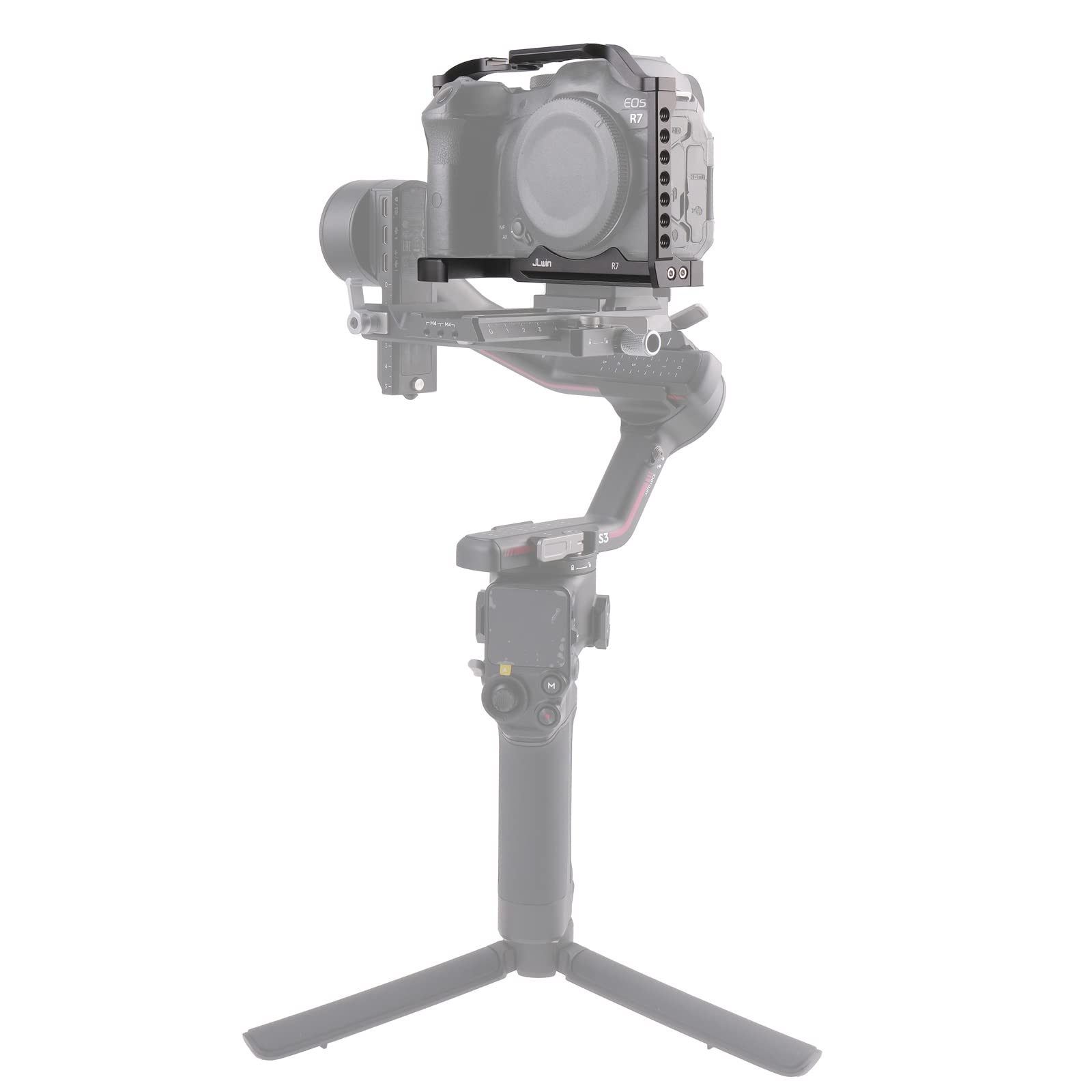FOTGA Klatka na aparat do produkcji wideo Stabilizator Rig z aluminium z mocowaniem typu Cold Shoe i śrubami 1/4" 3/8" do bezlusterkowej lustrzanki Canon EOS R7
