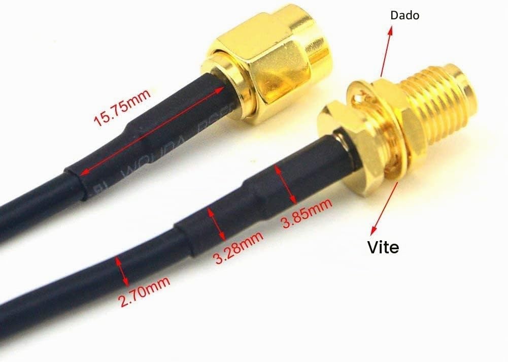 2 Cavi Prolunga SMA 3m RG174 | Antenna Coassiale Maschio-Femmina Per 4G/5G, WiFi, GPS - 5