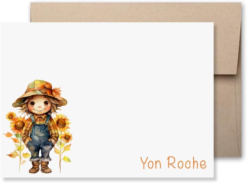 KAI KAI MARKET | Fall Scarecrow 1 | Personalized Stationery | Flat Note Cards and Envelopes | Fall | Thank You Cards |