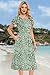 MOLERANI Sommerkleid Damen Elegant Kleider Rundhals Midi Kleid Loose Swing Freizeitkleid mit knielangen Taschen Flugblatt Olive L