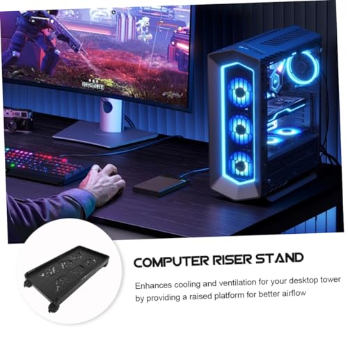 Soporte móvil para CPU con ruedas giratorias y freno, elevador para torre de computadora con bandeja, ideal para ventilación y movimiento fácil en pisos duros o alfombra miniatura 4