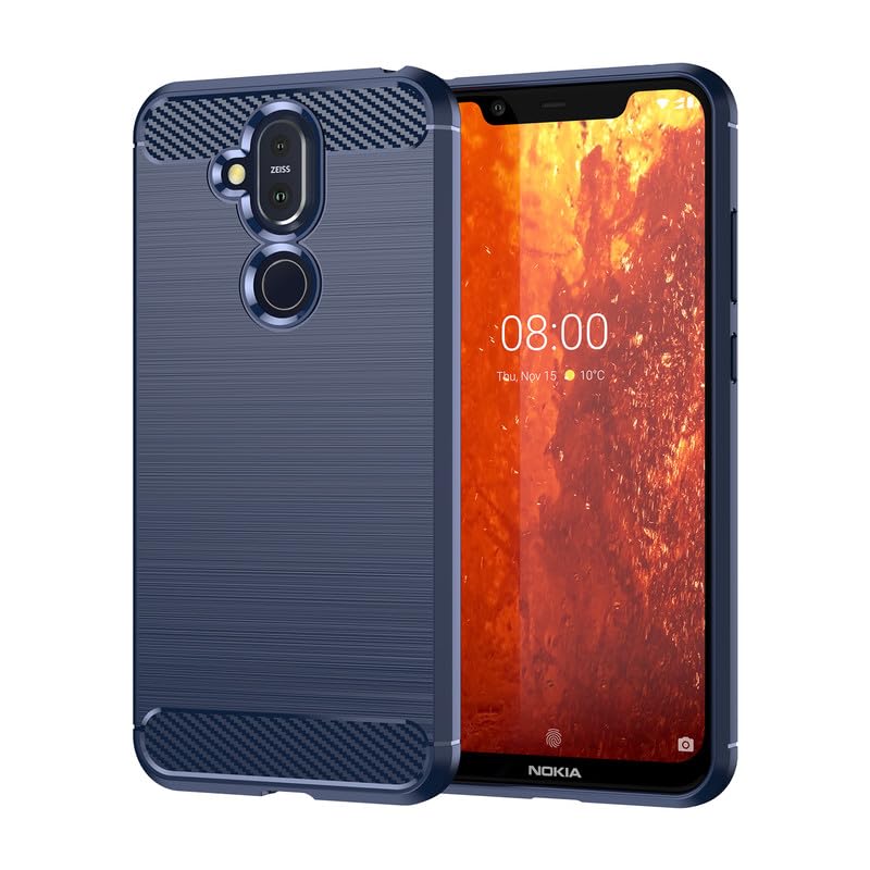 Image of Hybrid Carbon Fiber Back Case for Nokia 8.1 (Blue)