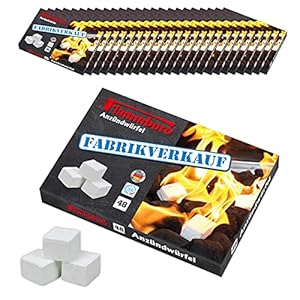 FLAMMBURO 1152 Stück Anzündwürfel Paraffin (24×48 Würfel) vom Deutschen Hersteller, Grillanzünder, Kaminanzünder…