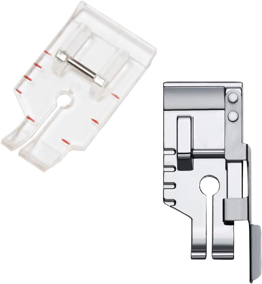 1/4 inch Presser Foot Quilting Patchwork Foot with Edge Guide, 1/4 Inch Clear View Quilting Presser Foot, Fit for Singer Brother Babylock Janome Simplicity Low Shank Sewing Machine（2pcs）