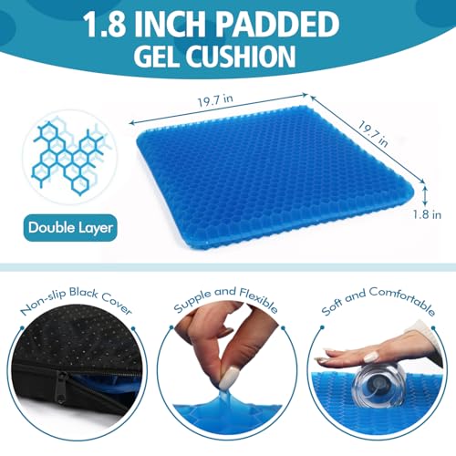 Image of JAEMEYEM Gel Seat Cushion (20 inchx20 inchx2 inch) for Long Sitting, Super Large Gel Cushions for Elderly Pressure Relief, Office /Desk Chair, Wheelchair, Car & Airplane Seat, Couch, Stadium Cushion Pads