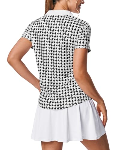 Image of BGOWATU Women's Short Sleeve Golf Tennis Polo Shirts V Neck Collared Workout Tops UV Protection Dry Fit