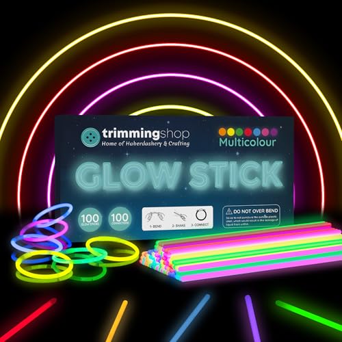 Lote de 100 palos fluorescentes de alta calidad de 20,3 cm con conectores para hacer collares de neón, pulseras, regalos de fiesta, bolsas de fiesta para niños - Accesorios de