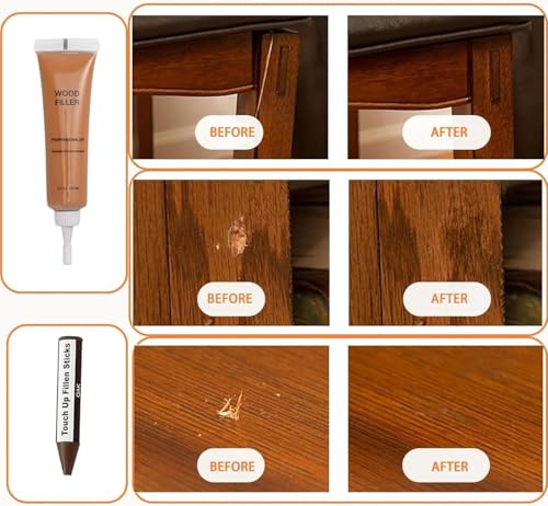 Image of Kenbry Furniture Repair Kit,12 Colors Wood Fill Sticks -Repair Scratch, Cracks, Hole, Restofinisher Wooden Door, Floor, Table, Cabinet -Restore Any Wood, Oak, Walnut, US-MCJ-003