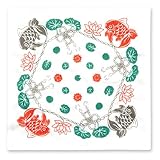 JIKAN STYLE 結びかや生地ふきん かやふきん 幸福 金魚 縁起柄 パッケージ個包装 プレゼント ギフト 日本製 約30×30cm 02166(幸福金魚)