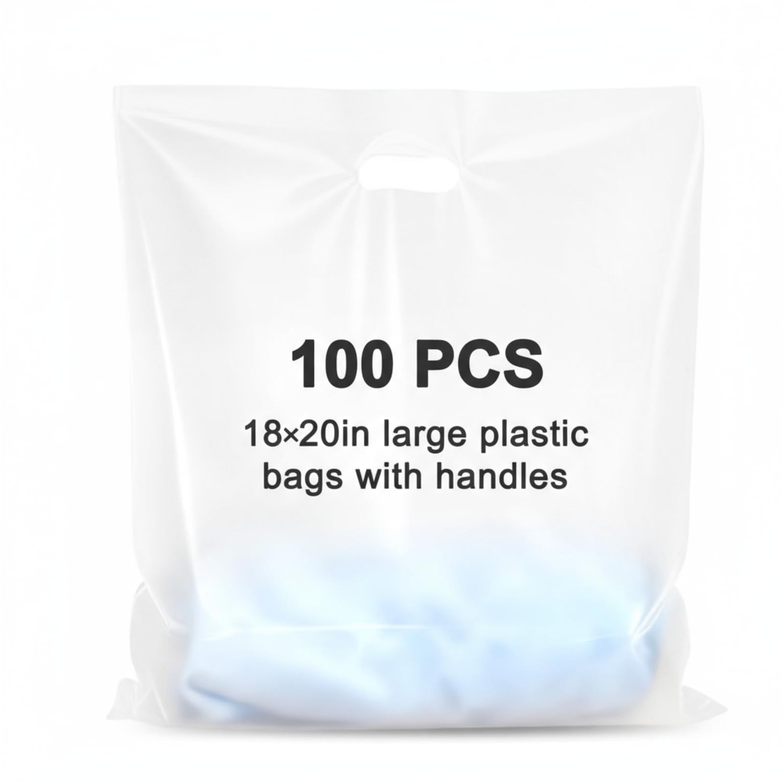 Maitys 100 Pcs 18"x20" Clear Plastic Bags with Handles Large Merchandise Shopping Bags for Small Business, Retail, Boutique Stores, Gifts