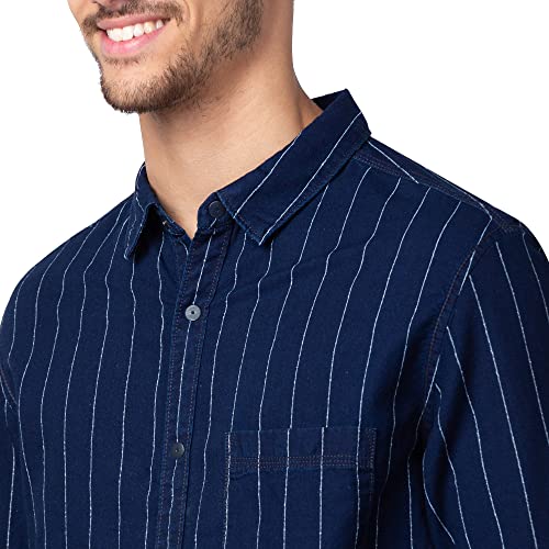 Image of Spykar Men's Cotton Blend Full Sleeves Slim Fit Shirt