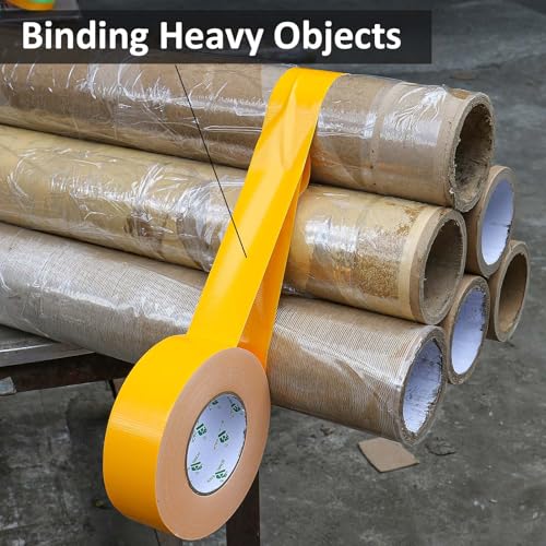 Image of BOMEI PACK Yellow Duct Tape, Heavy Duty Strong Waterproof Industrial Color Duct Tape 9.0mil x 1.88inch x 60yds for Packing and Repairing