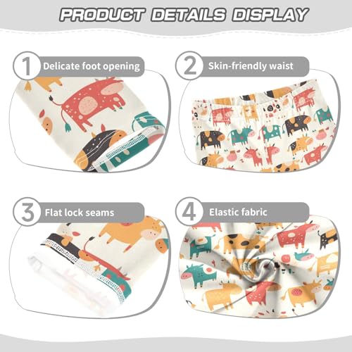 KLL Cute Cow Pattern Hand Drawn Toddler Girls Cotton Pants Comfortable Full Length Pants Gym3