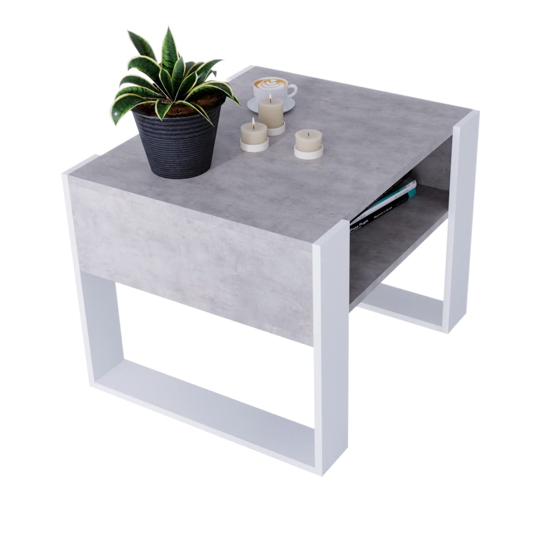 MRBLS Salontafel, modern rustiek design, woonkamertafel, bijzettafel, koffietafel, theetafel van hout (beton - zwart mat), 65 x 45 x 53,6 cm (b x h x d MRBLS Salontafel, modern rustiek design, woonkamertafel, bijzettafel, koffietafel, theetafel van hout (beton - zwart mat), 65 x 45 x 53,6 cm (b x h x d