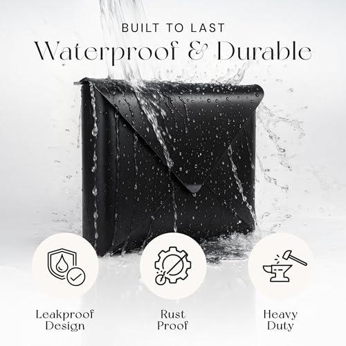 Image of NACH Sleek Envelope Waterproof Wall Mount Mailbox, Large for Outside, Extra Large Capacity, Black, 12.5x4x10 Inches, MB-6950