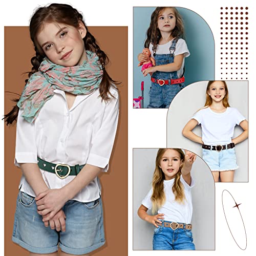 Hicarer 8 Pcs Girls Belt Size 8-15 Kids Toddler Belt Hollow Design Metal Buckle Adjustable for Jeans Dress, 8 Colors4