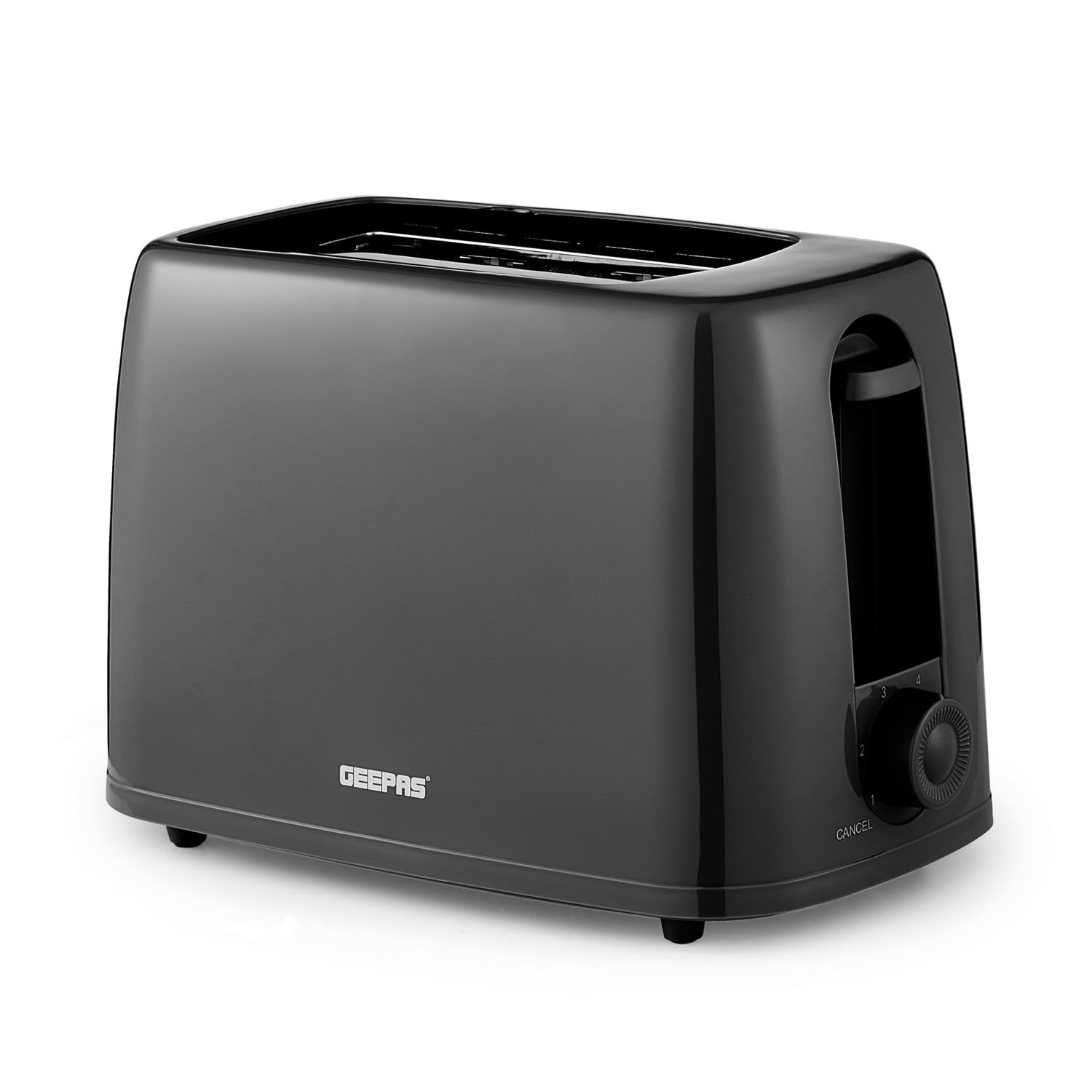 GEEPAS 2 Slice Toaster | 6 Browning Levels with Cancel Function | For Thin Small Bread Slice, Removable Crumb Tray Cool Touch Housing High Lift | Space-Saving Design | 1 Yr Warranty 650W Black