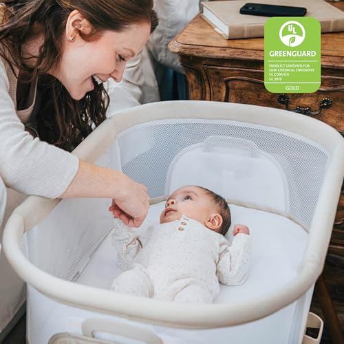 Image of Chicco LullaGlide Plus 3-in-1 Gliding Portable Bassinet with Carry Bag | Electronic baby bassinet and stationary bed, Bluetooth, GREENGUARD Gold, waterproof mattress, fitted sheet, Serene