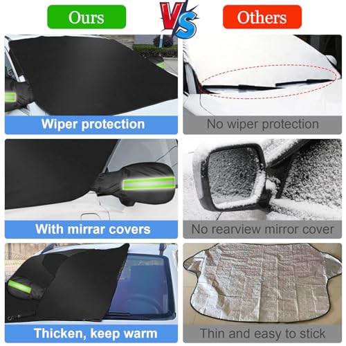 Image of Car Windshield Cover, 2025 Upgrade Windshield Cover for Ice and Snow, 600D Heavy Duty Oxford Fabric Windshield Cover,Universal Windshield Protector for Most Car Protects Against Snow,Frost,UV(70 inchx49 inch)