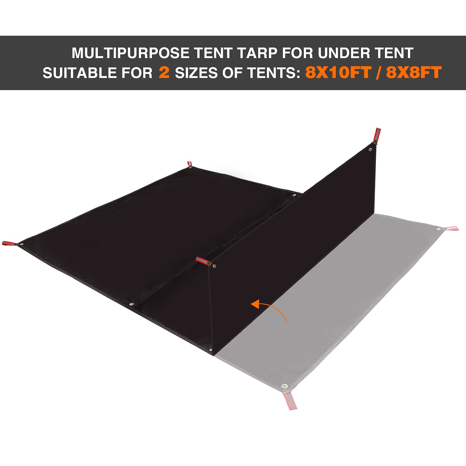REDCAMP Ultraleichter Zeltfußabdruck - 95 "x 116", 4 in 1 multifunktionales wasserdichtes Campingzelt Tarp für Camping, Wandern und Überlebensgeräte, leicht und kompakt
