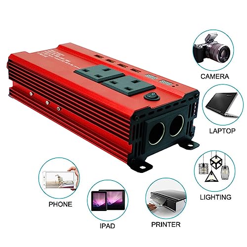 1500W Peak Inverter - Car Power Inverter 12V to 240V, AC Car Converter with 3.1A 4 USB 2 AC Sockets Dual Car Adapter With LED Display, Suitable for Travel, Camping, RV - Image 3