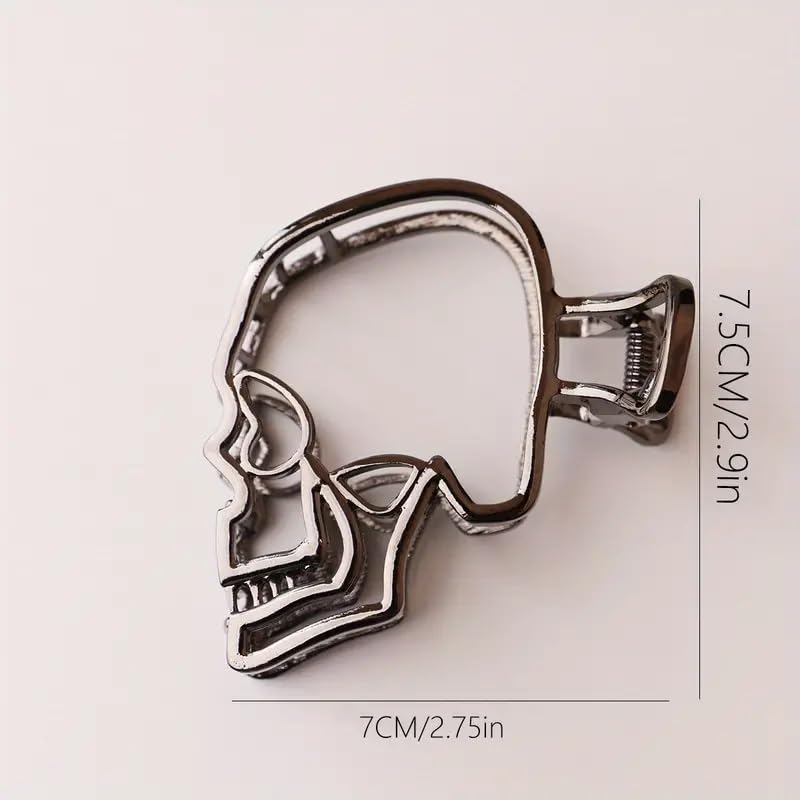 Pinza para cabello Halloween diseño calavera negra miniatura 3