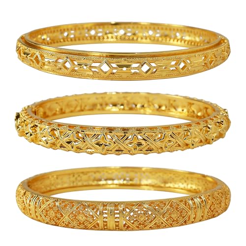 FIVESWEET 18K Gold Plated Women's Bangle Bracelet Set - Stackable