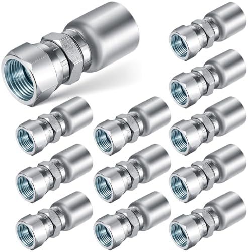 Blulu 12 Pcs 3/8" Hose x 3/8" Jic 37° Hydraulic Hose Fittings Female Coupling End Swivel Crimp Hydraulic Fittings