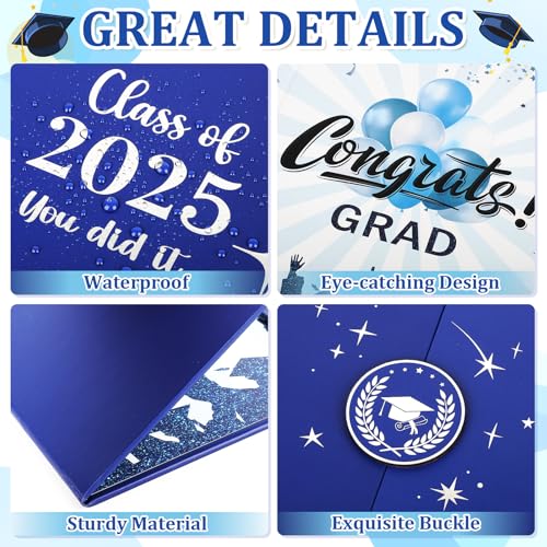 Image of 2026 Graduation Guest Book Alternative,Graduation Signature Board Sign, Blue Silver Class of 2026 Graduation Party Decorations for Men Women College High School Unique Graduation Gift for Friends