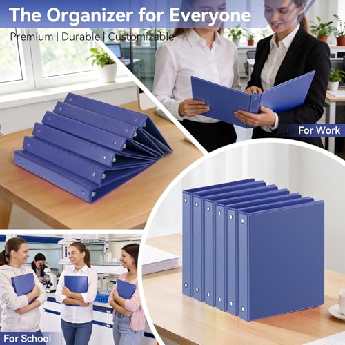 Image of SUIN 1 Inch 3 Ring Binder, Clear 1'' View Presentation Binders with 2 Pockets, Fits 8.5 x 11 Letter Size, Durable Polypropylene, Non-Stick & PVC-Free for School, Office & Home (Navy Blue)
