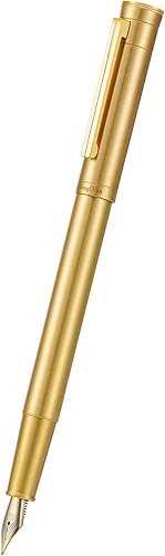 Miniatura 2 de HONG DIAN Forest Pro - Pluma estilográfica de latón macizo, punta media, diseño clásico, pluma de cobre de escritura suave con convertidor de