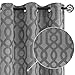 Light Filtering Curtains for Windows Jacquard Curtain Panels for Living Room 63 inch Length Opaque Geometry Trellis Pattern Privacy Bedroom Curtains Grey Grommet Top, 2 Panels