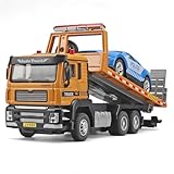 NOVAFUSION Tow Trucks for Boys Age 3-5,Toy Tow Truck Metal Cab,Flatbed Truck Toy with Toy Car,Truck and Trailer Toys for Boys,Pull Back Tow Truck Toy with Lights and Sounds,Tow Trucks for Boys Age 4-7