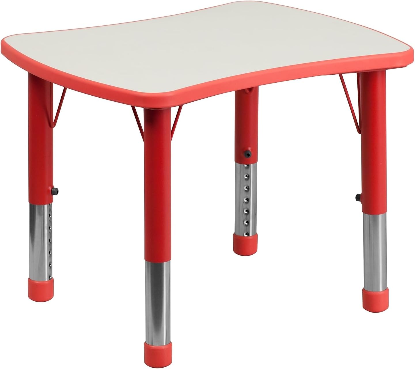 Flash Furniture 21.875''W x 26.625''L Rectangular Red Plastic Height Adjustable Activity Table with Grey Top