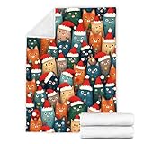 Herbst Decke Weihnachtsdecke, Weihnachtstierdecke, Weihnachtswinterdecke, Freizeitdecke, weiche Decke, warme Nickerchendecke, Weihnachtsmann-Tier-Weihnachtsdecke Wolldecken für Couch