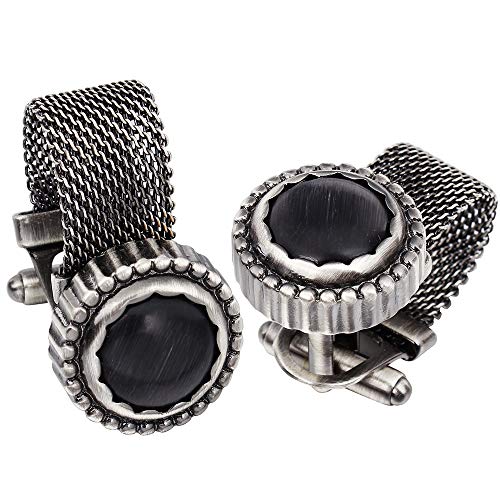 HAWSON Mens Cufflinks with Chain - Stone and Shiny Gold Tone Shirt Accessories - Party Gifts for Young Men4