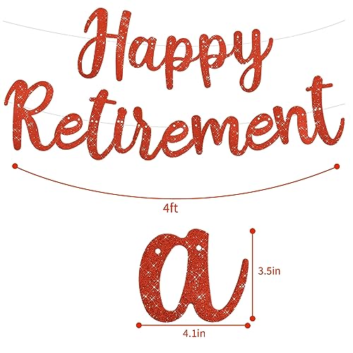 Image of BEISHIDA Pre-Strung Glitter Red Happy Retirement Banner Party Decoration | NO DIY,Happy Retirement Sign,Retirement banner for Women & Man,Retirement Party Supplies