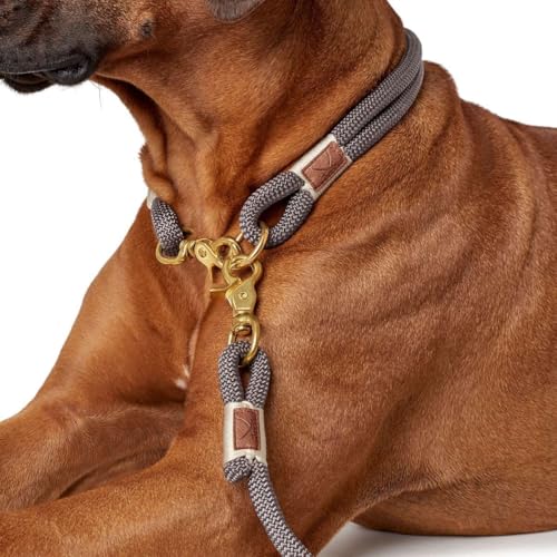 HUNTER Sansibar Rantum Halsung, Halsband für Hunde, Tau, Modern, Nautisch, Grau, 50 (M-L)