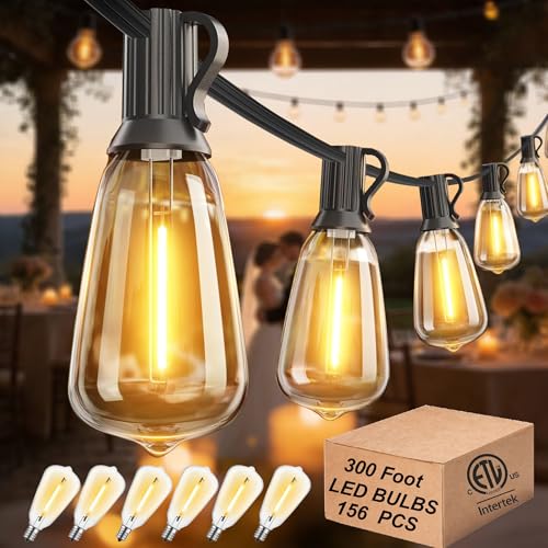 Outdoor String Lights Waterproof 300FT Patio Lighting for Outside Backyard by DAMAING - Used condition - US$76.99