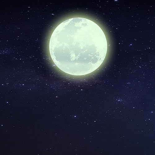 Miniatura 8 de Calcomanía de pared de luna luminosa que brilla en la oscuridad, 11.8 pulgadas, para decoración de la pared del hogar, dormitorio, habitación de los